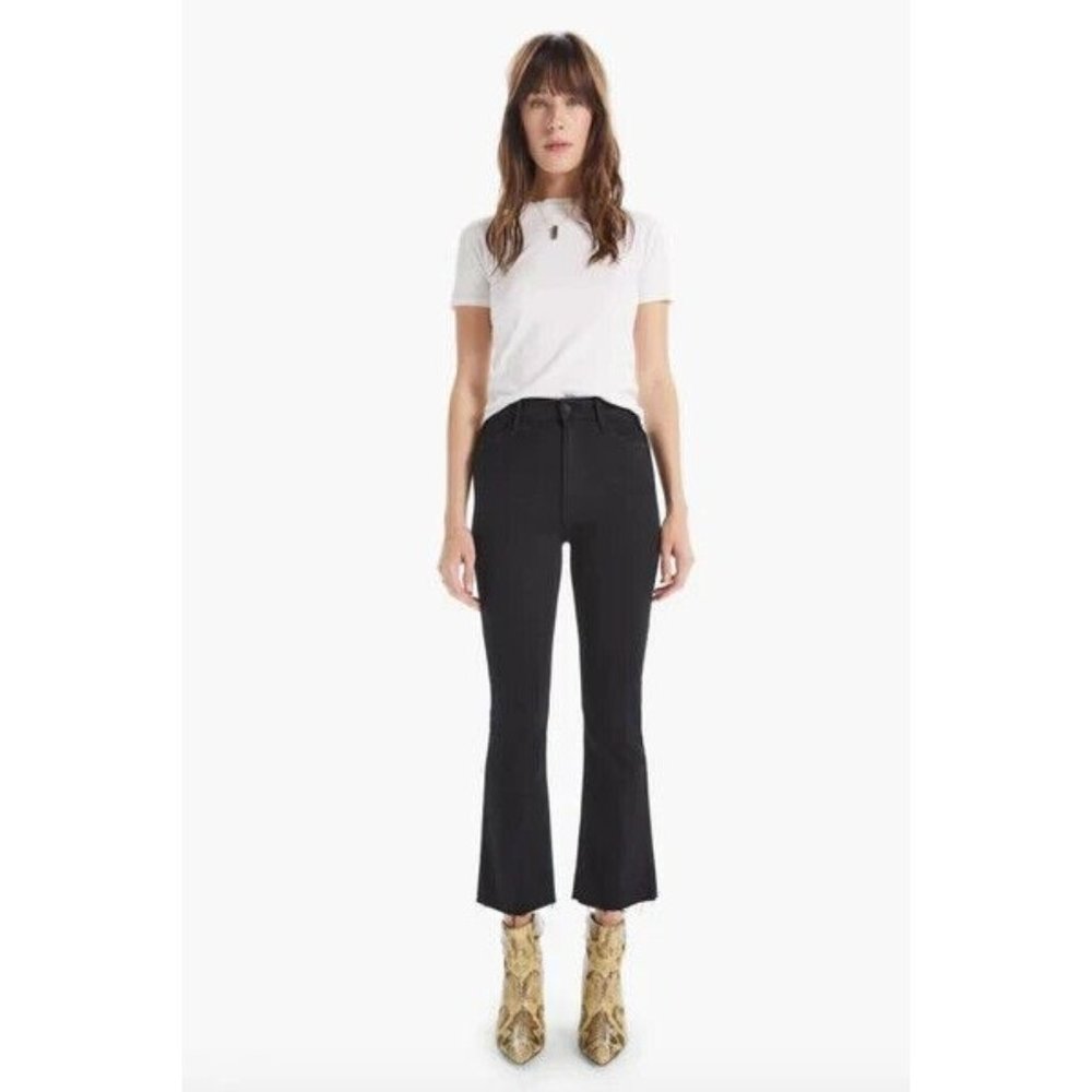 MOTHER The Hustler Ankle Fray Not Guilty Women's Size 28 Black Stretch